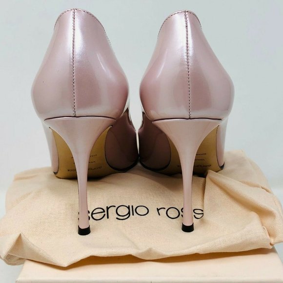 Sergio Rossi Godiva Pumps Neutral Pink Pearl Shimmer Leather Women's Shoes - Picture 6 of 6